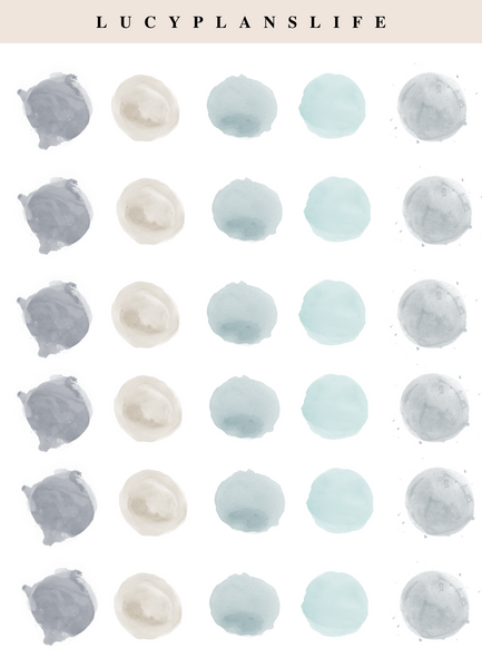 Watercolor Dots (Set of 6) Sheets - Stickers