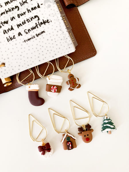 FULL SET OF 7 CHRISTMAS BAUBLE PAPERCLIP - PAGE MARKERS