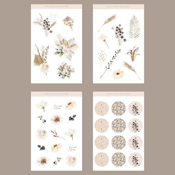 July Flowers (Set of 4) Mini Sheets - Stickers