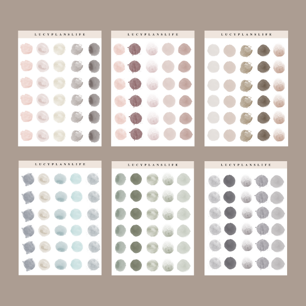 Watercolor Dots (Set of 6) Sheets - Stickers