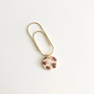 CREAM LEOPARD FLORAL BAUBLE PAPERCLIP - PAGE MARKERS