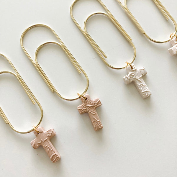 FLORAL CROSS BAUBLE PAPERCLIP - PAGE MARKERS