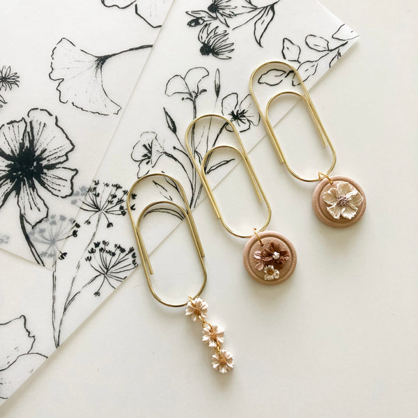 FLORAL BUTTON BAUBLE PAPERCLIP - PAGE MARKERS