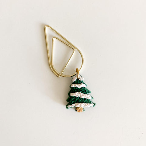 SNOWY CHRISTMAS TREE BAUBLE PAPERCLIP - PAGE MARKERS