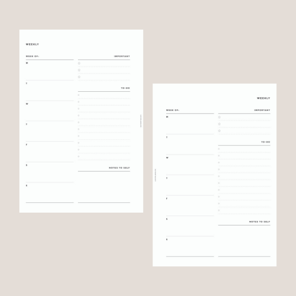 A5 Planner Notes List Inserts