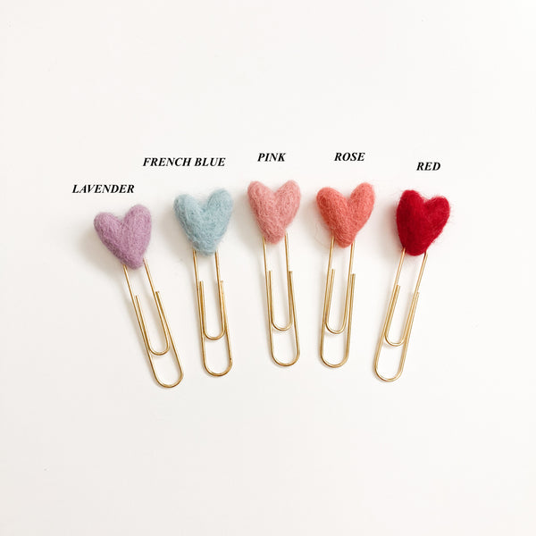 WOOL HEART PAPERCLIP - PAGE MARKERS